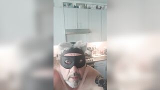 Your Large Dad Steampunk puts in his Fox Tail and bangs his toy throat in Silver Fox Cosplay with Climax and Groaning