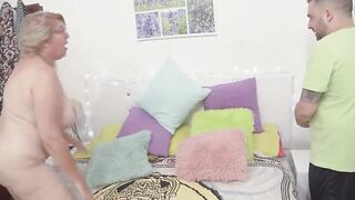 Breasty older woman, Senora Fina, desires sex and asks neighbour for assist during the time that undressed