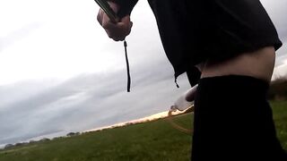 twenty mins walking and undressing in public with and out of wang pump