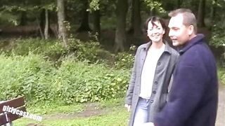 Lisa and her cuckold outdoor 3some