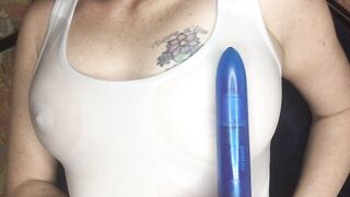 Myra soaks her tee with void urine and plays with her nipps. Custom ASMR