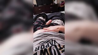 Piddle desperation in couch leads to cum