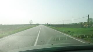 Driving throughout the empty road of the Venetian country during the pandemic