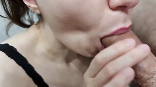 Hawt closeup oral sex with excitement and massive cum in throat! POV!