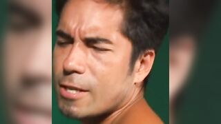 Breasty whore screws bi-sexual hunk with thong-on, then gets vagina screwed during trio