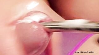 Close-up schlong banging with vibrating sound