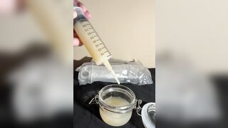 Loading 2 big sized syringes of my thawed cum loads to inject into my wife’s vagina