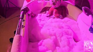 Huge Black Butt in Soapy Tub - Fleshly Bubble Washroom Tease.