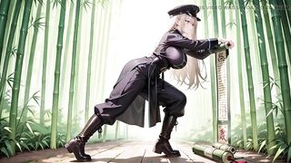 Golden-haired Valkyrie's Undressing Pont of time, That Great-slit Ebony Uniform Is Eager!