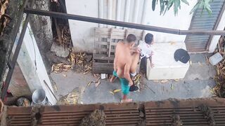 Having sex on the terrace with Jasmine Santanna
