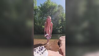 tiny Redhead slim dips in nature