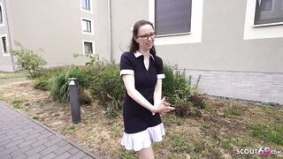 GERMAN SCOUT - Slender and Shy German Glasses Student Angel Ronya Rabe at Casting Screw