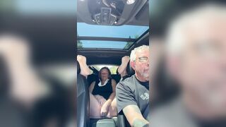 Wife Toys Her Vagina in the Back Seat Whilst Dad Drives, Road Journey