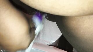 CHUNKY ebony floozy squirts thinking of white shlong(large an tiny)