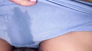 1st-person view of masturbating a juicy, hirsute twat.