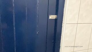 Silicone Cross dresser wench used in public shitter