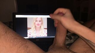 Masturbation on Margot Robbie face and get cum