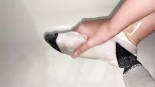 Foot Oil Massage in Socks