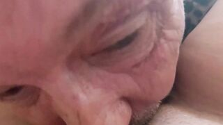 Old dudes licking youthful cunt