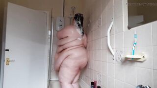SSBBW Lady Brads shower & stomach jiggles