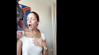 Ideal Wife: Sexy Amateur Pornstar Angelina Gets Ramrod in Her Throat and Cum on Her Bazookas