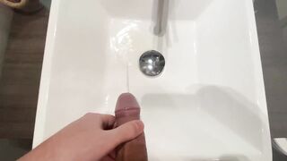 Johnny The Lengthy Urinate (Piddle and cum in latrine)