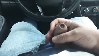 Biggest load from uncut schlong inside car