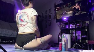 Tomboy playing Devil May Cry three wearing dolphin shorts (SFW CLIP)