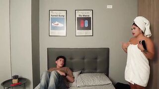 I get assigned the same room as a sweetheart tattoed female and we end up truly sexually excited - Pipe Male