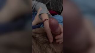 My wife gives me a marvelous night tugjob with a copious cum blast