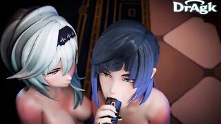Yelan x Eula Loop Version Cum on throat Hilichurl Cum exchange Cum Kiss Full Genshin Impact sex DrAgk