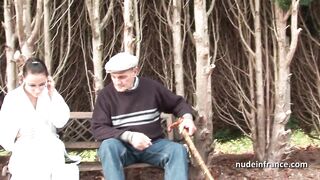 Youthful amateur drilled by Papy Voyeur