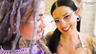 Inked Cutie Gets Hard Anal, ATM in Trio