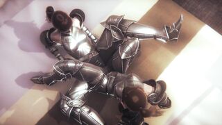 Cute Pair Scissoring With Knight Outfit