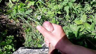 I went out to jerk off in a field by the road.Pretty cum with a worthy cock
