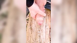 Massive ejaculation in forest
