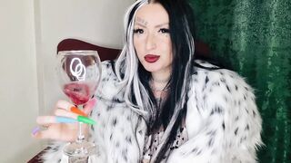 Spit fetish. Female-dominant Nika prepares a cocktail of spit and chewed cherries for u. Food fetish.