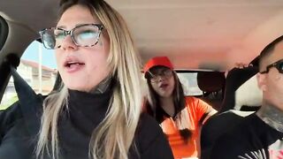 I discovered a cashier at the bus stop and asked her to be a porn actress! We started making out right there in public, giving a kiss and sucking every other's throats, and then we banged in the car.