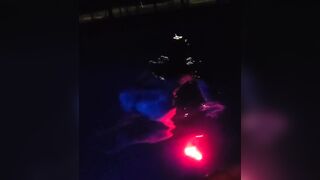 Snuck her undressed into the neighbors pool to phat her off at sunset