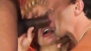 Blond lustful hottie blows 2 poles then get nailed in the butt