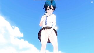 CG ANIME Schoolgirl on the beach after school