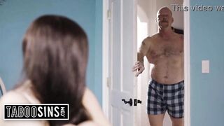 Policeman Stepdad Screws His Bratty Stepdaughter Previous to Gonna Couch