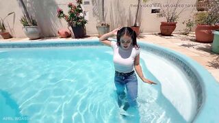 Soaked Poolside Tease with April Large Butt