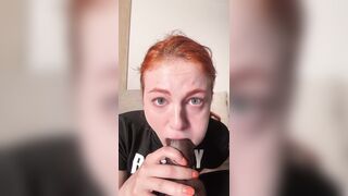Redhead in ebony crop top and large sex-toy suck. Sub OF