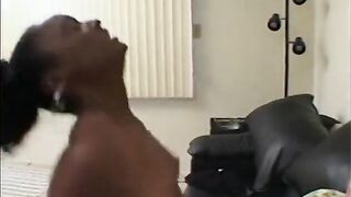 Ebony hottie with constricted ass rides white shlong