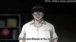 Anime brunette hair bound up and banged by pervs