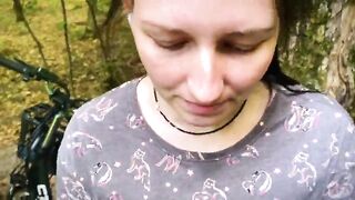 DUMB BRUNETTE HAIR BROKE HER BIKE IN THE WOODS & PAID WITH HER VAGINA FOR THE REPAIR! DOGGY POSITION BANG WITH IMMODEST FACIAL AND UNFATHOMABLE DRINK!