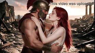 AI Generated Elf Queen Conquered by Spartan In nature's garb Siege Team fuck in Ancient Troy & Ruins [Comics CG]