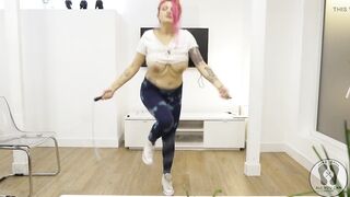 Yoga Training Warmup Jumping Jacks Skipping Rope Large Boobs