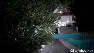 Hawt GF Sucks Me at Stranger’s Pool Then I Pound Her From Behind Out of the Owner Knowing